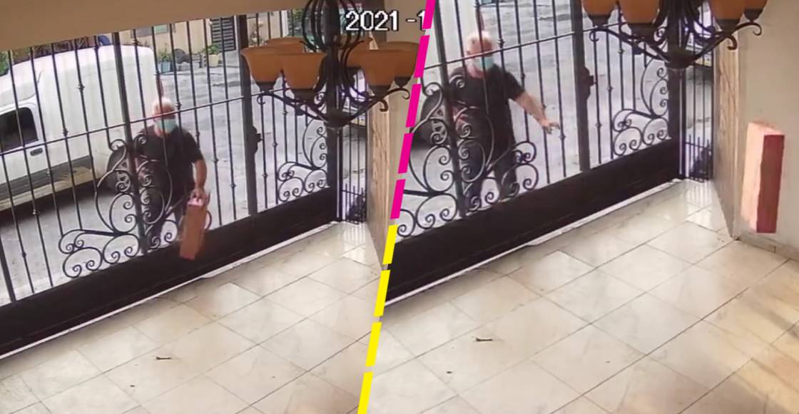 ¡Le valió! Captan a repartidor aventando una laptop en entrega a domicilio