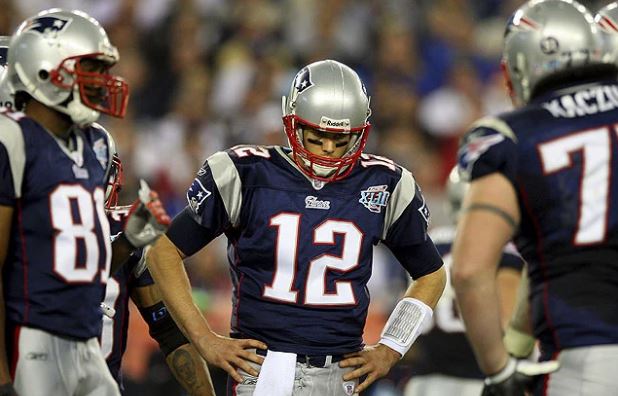 Tom Brady en la derrota de los Patriots en el Super Bowl XLII vs Giants