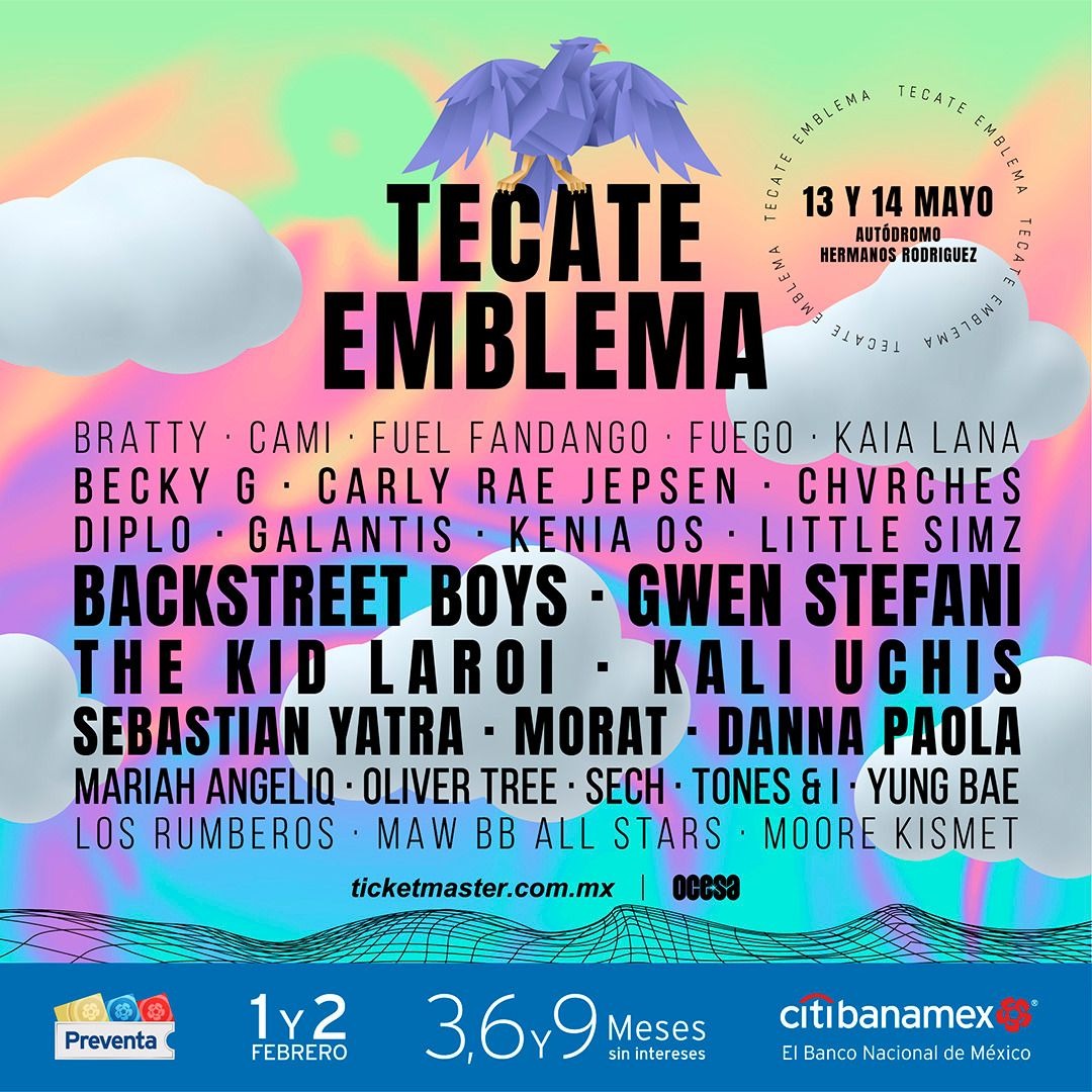 Backstreet Boys, Kali Uchis, Gwen Stefani y Chvrches en cartel del Tecate Emblema 2022