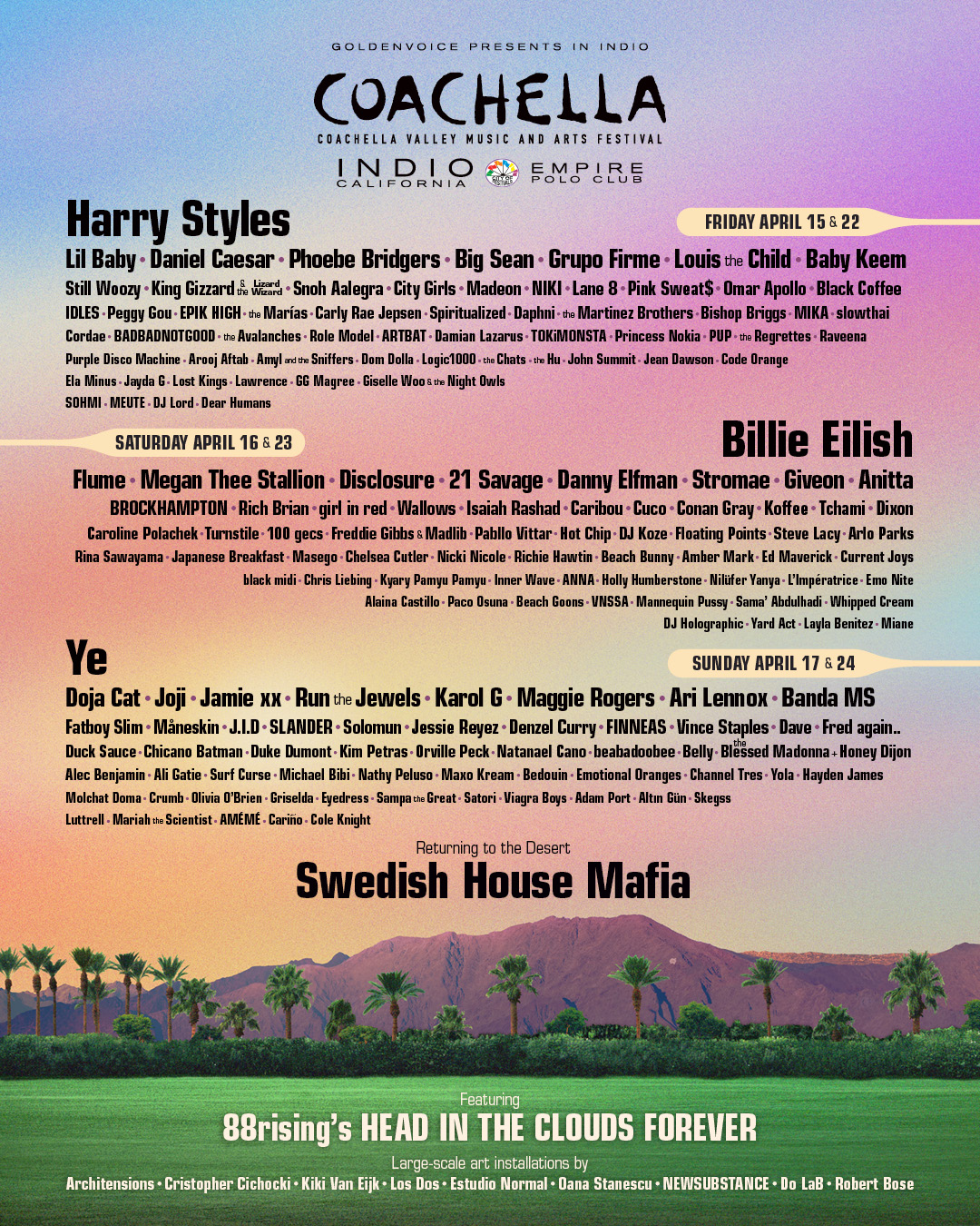Confirmado: Harry Styles, Billie Eilish, Kanye West y la Banda MS en el cartel de Coachella 2022