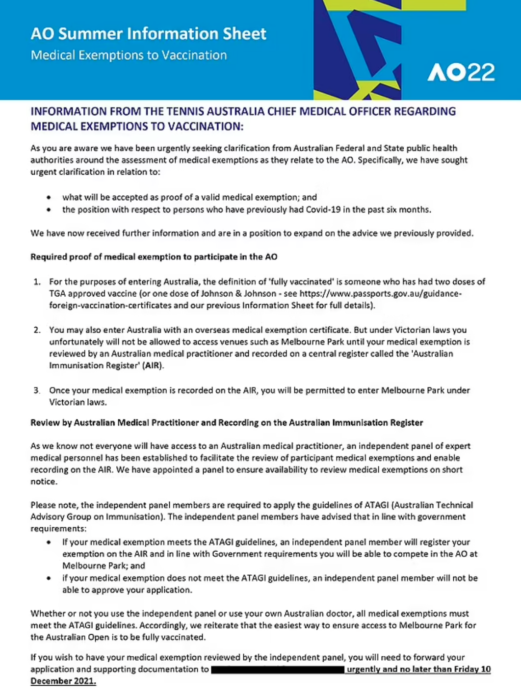 Un osote de Tennis Australia provocó el proceso de deportación de Djokovic, según filtración de documentos