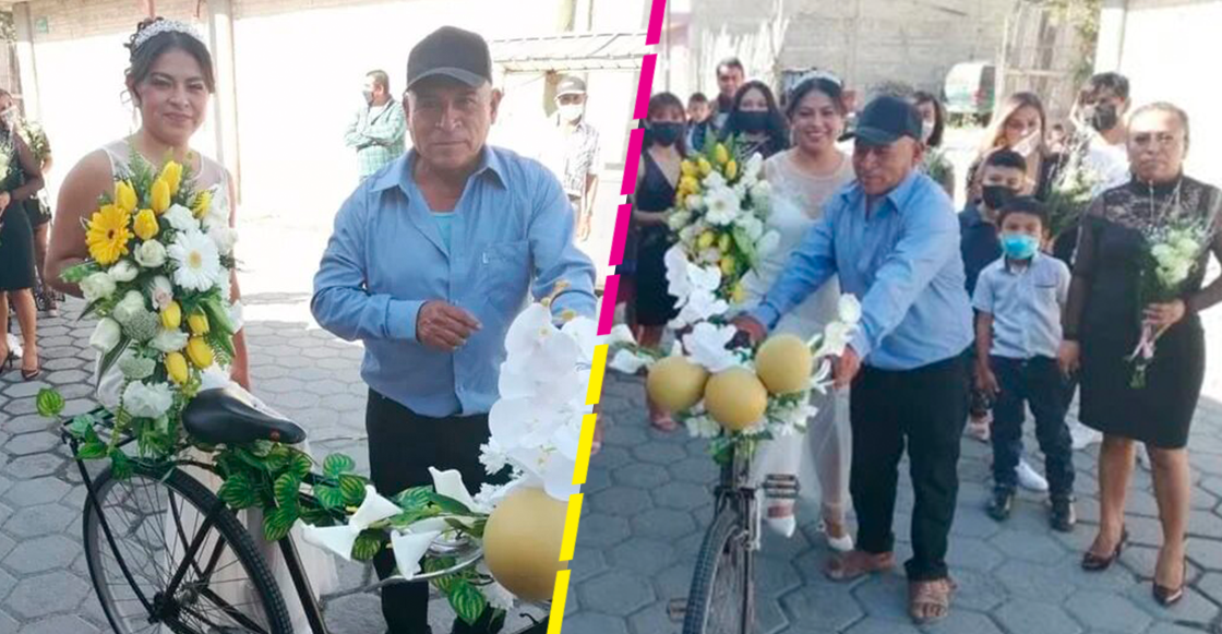 ¡Se lució! Papá adorna bicicleta con flores para llevar a su hija hasta su boda