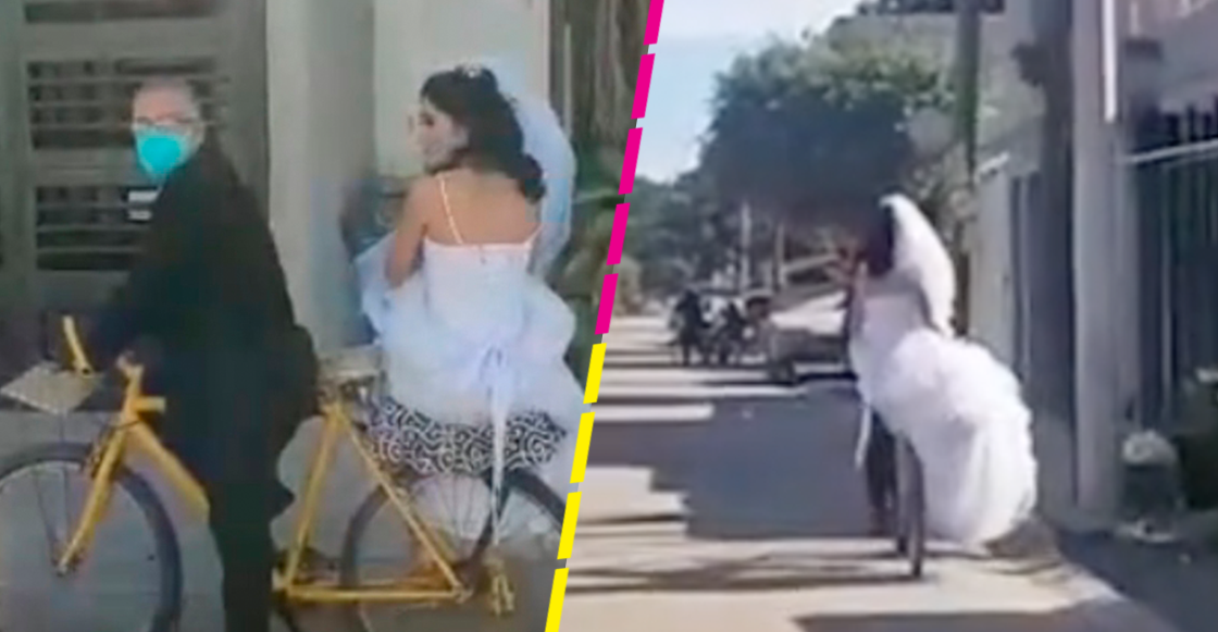 No estamos llorando: Papá lleva al altar a su hija en bicicleta y se hace viral