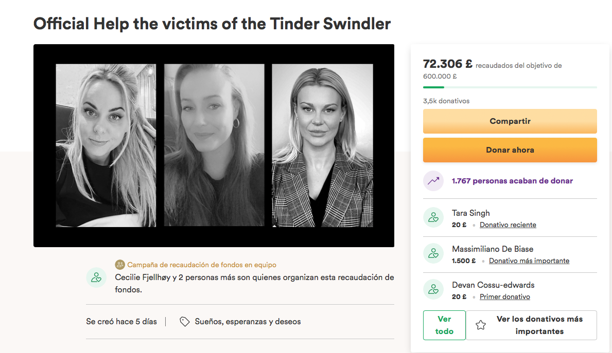 Víctimas del 'estafador de Tinder' abren campaña de donaciones para poder pagar sus deudas 