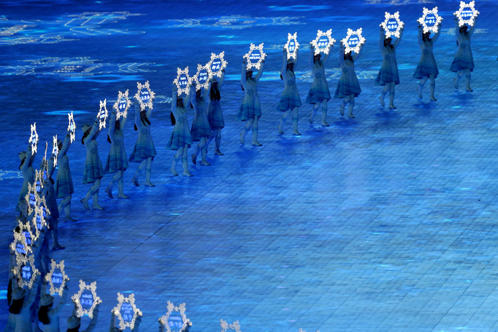 Copos de nieve en la inauguración de los Juegos olímpicos de Invierno Beijing 2022