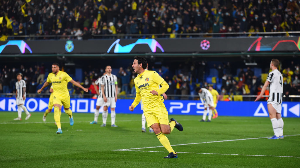 Dani Parejo celebra su gol en Champions League