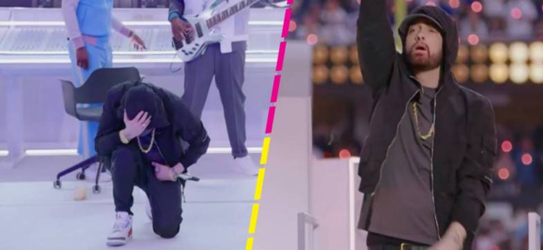 El poderoso gesto de Eminem en el show de medio tiempo del Super Bowl que casi nadie notó