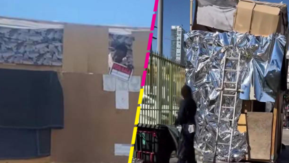 Órale: Hombre en situación de calle construye casa de cartón de dos pisos y se hace viral