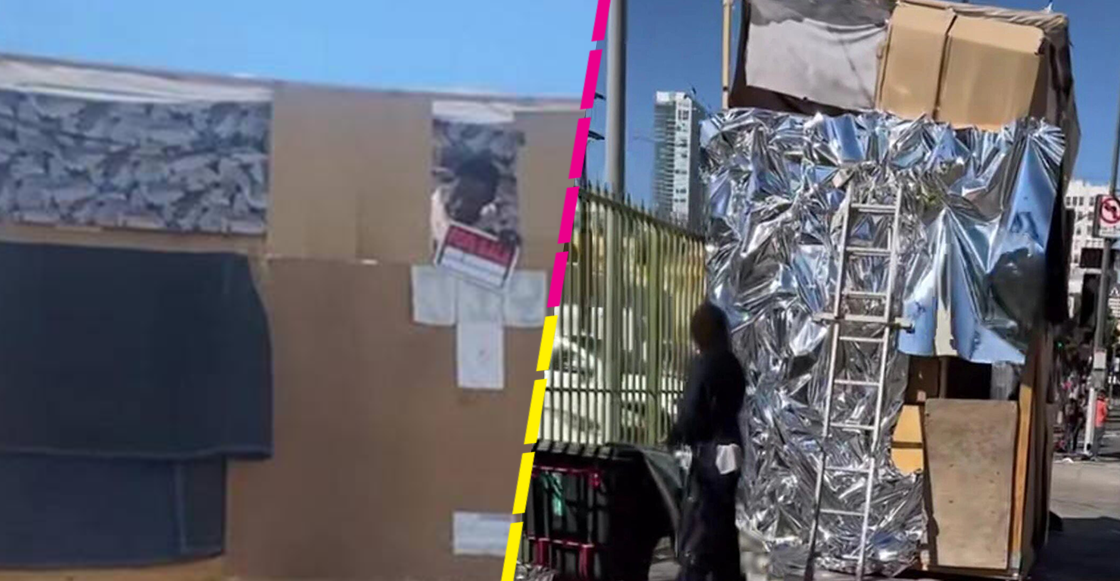 Órale: Hombre en situación de calle construye casa de cartón de dos pisos y se hace viral