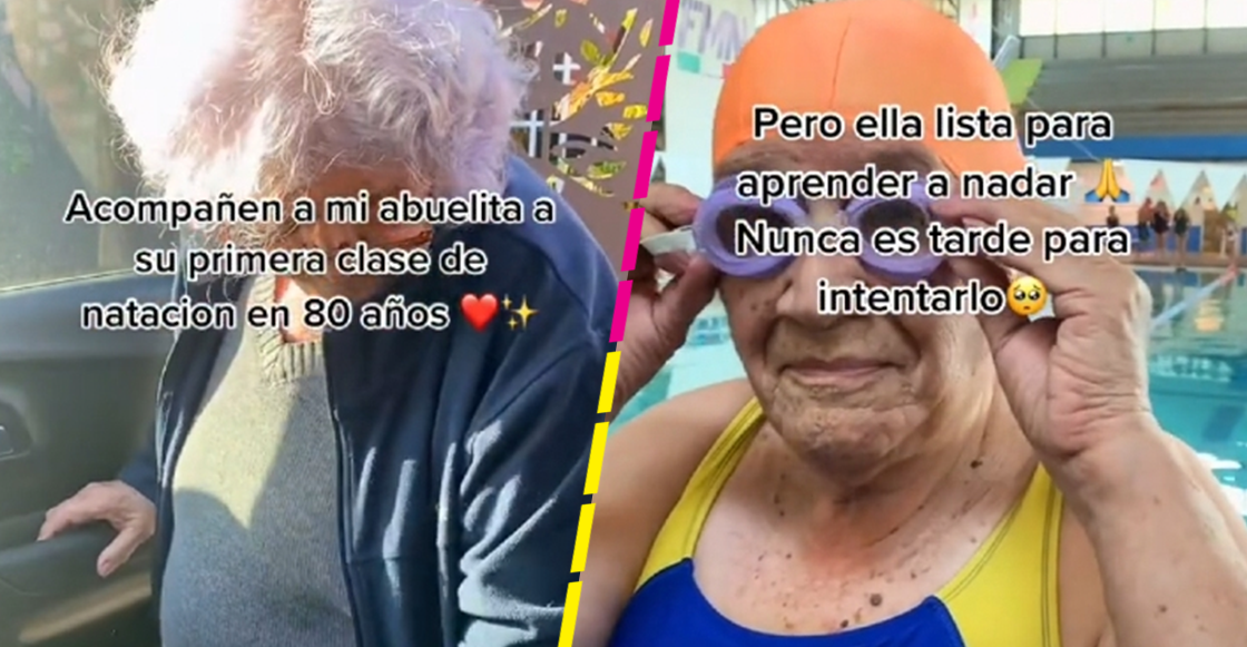 Nunca es tarde para intentarlo: Joven muestra el primer día de su abuelita en clases de natación