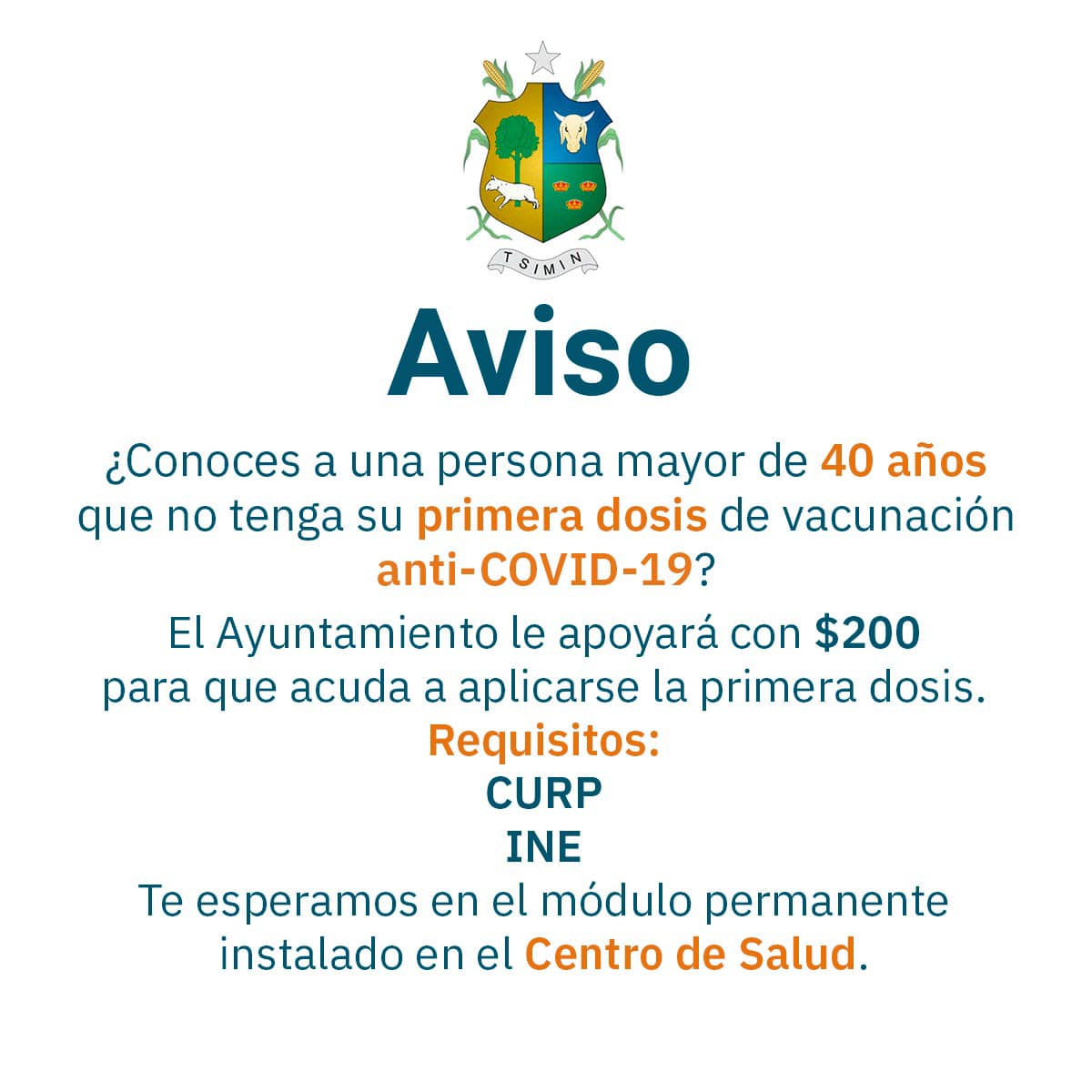 Ah prro: Yucatán dará 200 pesos a personas mayores de 40 años que se pongan la primera dosis de la vacuna COVID-19