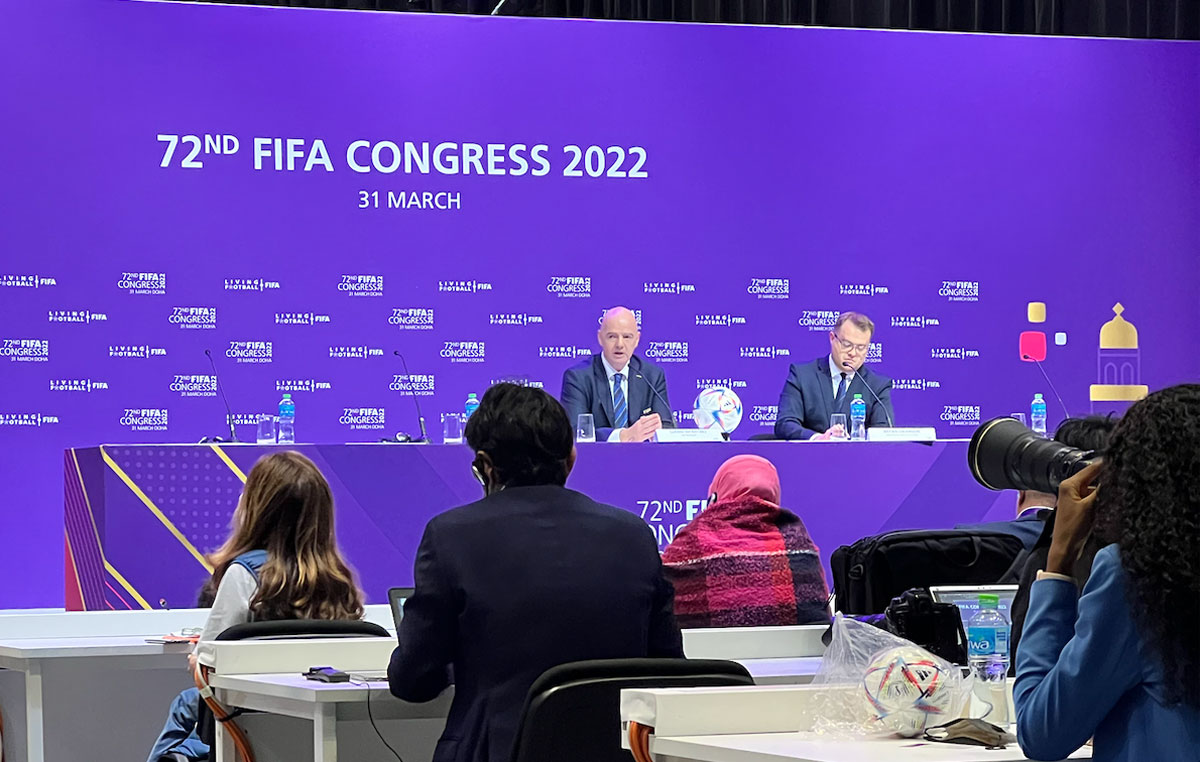 Giani Infantino Congreso FIFA Qatar