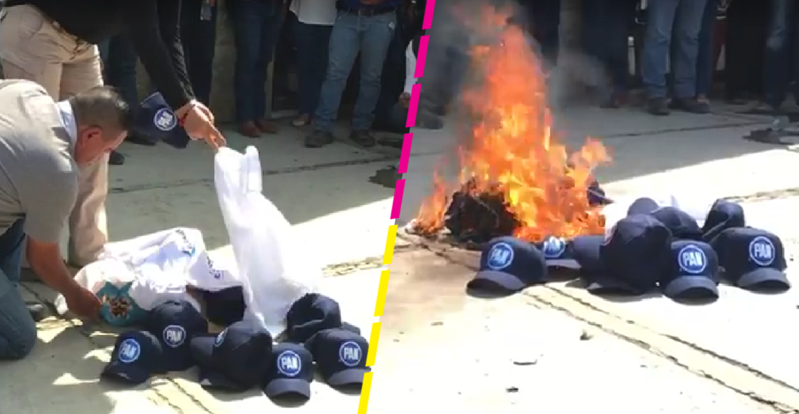 Alcaldes de Tamaulipas queman objetos del PAN y se van a Morena