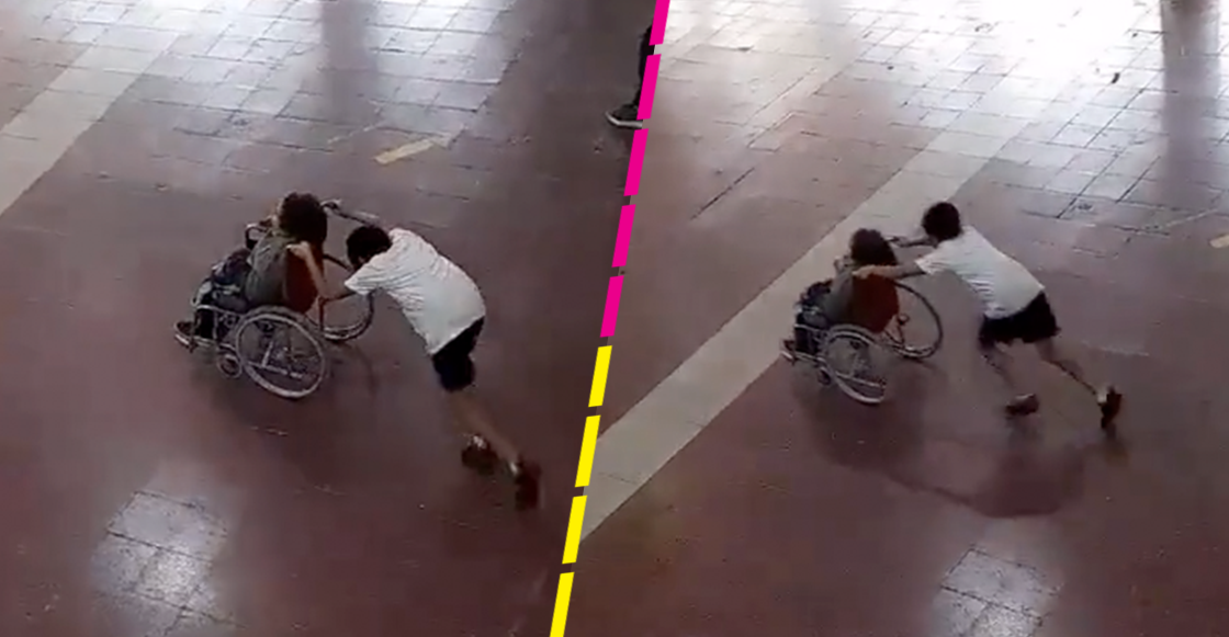 Niño empuja a su compañero en silla de ruedas en plena clase y se hace viral