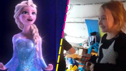 El momento en que una niña ucraniana canta "Let It Go" de 'Frozen' en un refugio