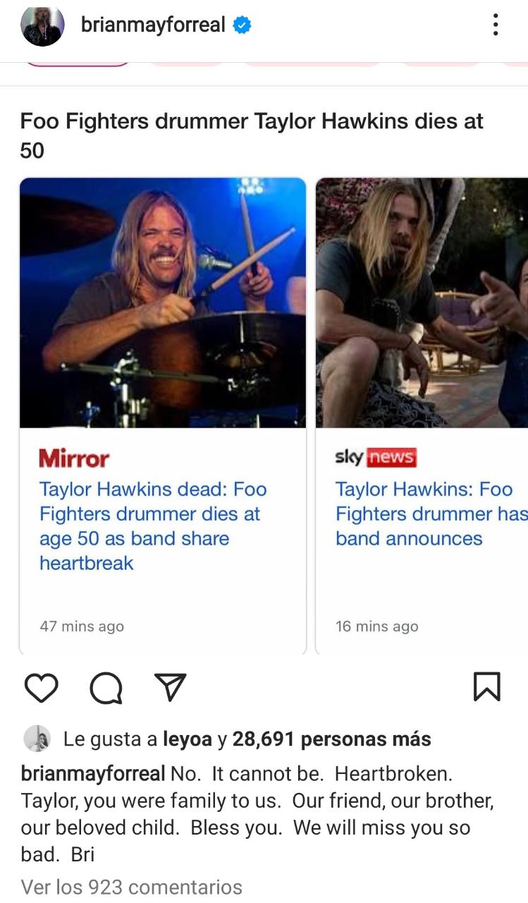 Así reaccionó el mundo de la música a la inesperada muerte de Taylor Hawkins, el baterista de Foo Fighters