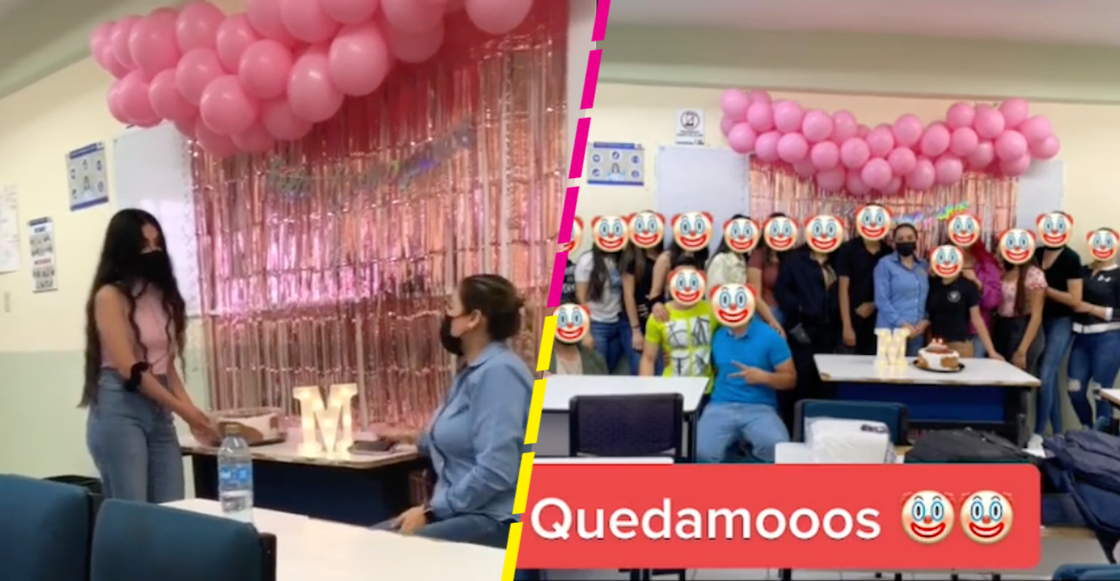 Alumnos arman fiesta de cumpleaños a su maestra, pero se equivocan de díaAlumnos arman fiesta de cumpleaños a su maestra, pero se equivocan de día