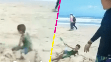 Artista se avienta un cocodrilo de arena y llega un niño para arruinarlo