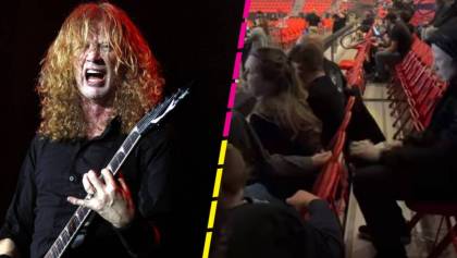 Dave Mustaine le regaló plumillas a niños en un show de Megadeth