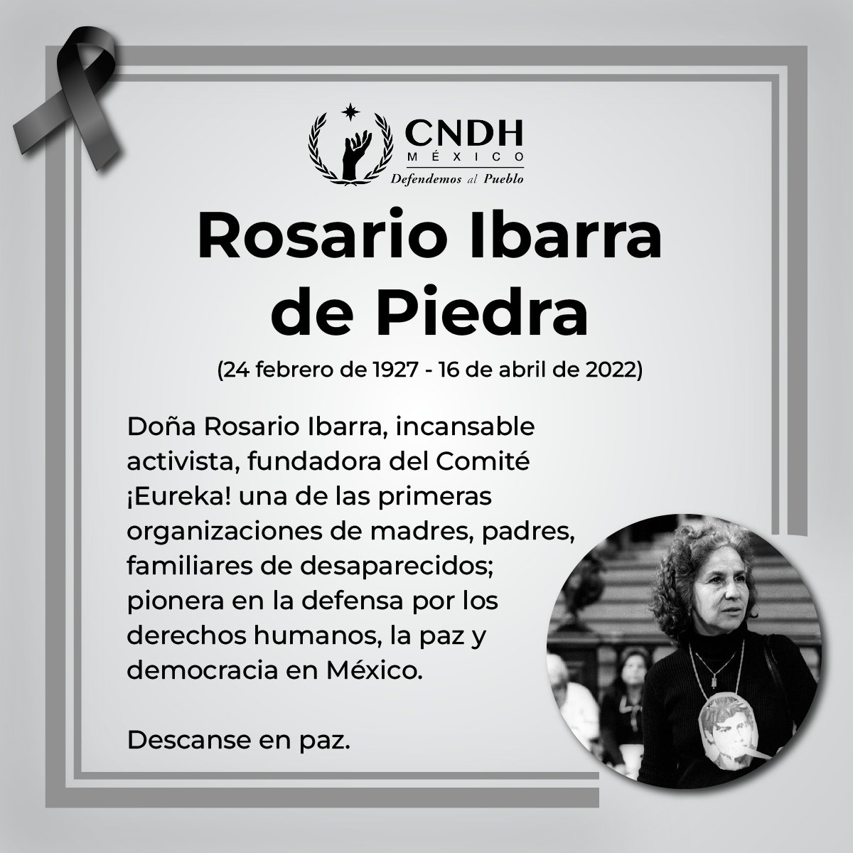 Murió Rosario Ibarra de Piedra, defensora de los derechos humanos, a los 95 años 