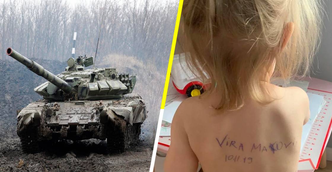 La guerra en Ucrania la orilló a escribir en la espalda de su hija sus datos básicos