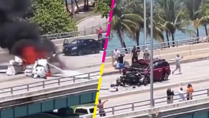 Avioneta choca con un auto al intentar aterrizar de emergencia en un puente de Miami