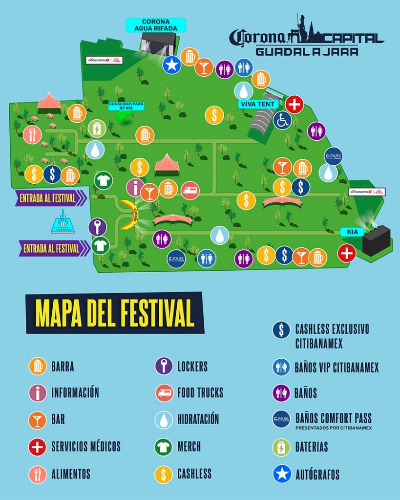Mapa del Corona Capital Guadalajara 2022