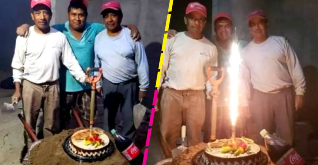 Albañiles festejan el cumpleaños de su compañero de obra y se hacen virales