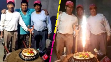 Albañiles festejan el cumpleaños de su compañero de obra y se hacen virales