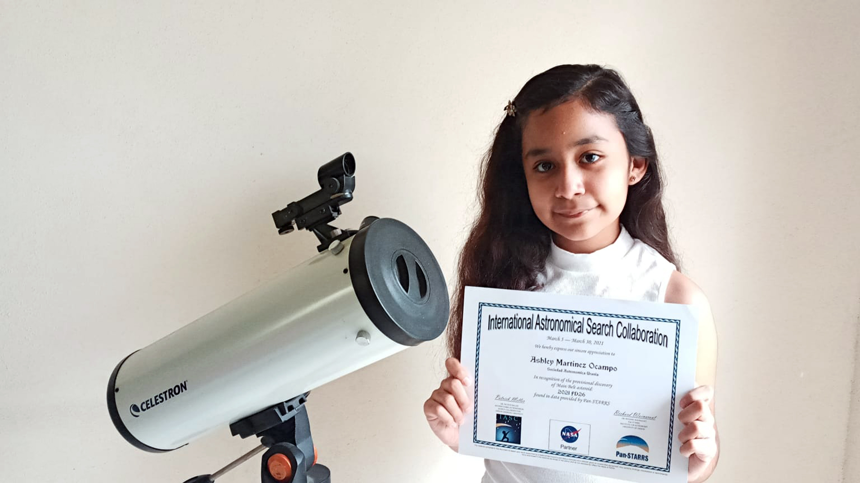Ashley, la niña mexicana que descubrió un asteroide y lo podrá bautizar