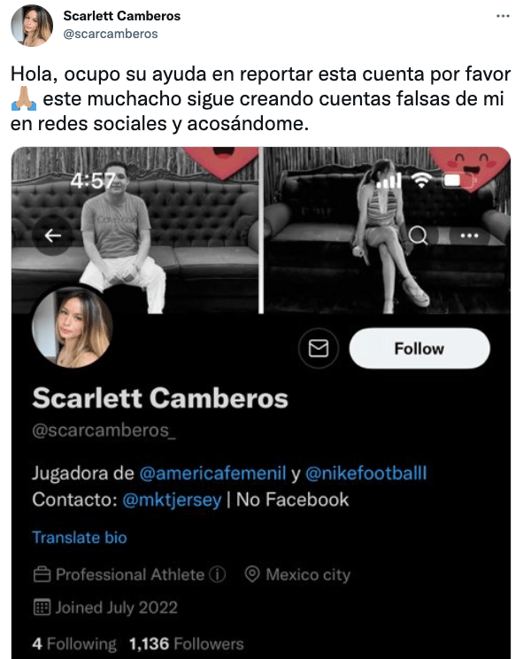 La denuncia de Scarlett Camberos por acoso dentro y fuera de redes sociales: "Me lo topé en camino a casa"
