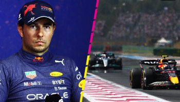 La fallida defensa de Checo Pérez sobre George Russell en el Gran Premio de Francia