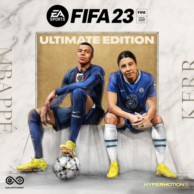 Sam Kerr y Mbappé en la portada del videojuego 'FIFA 23'