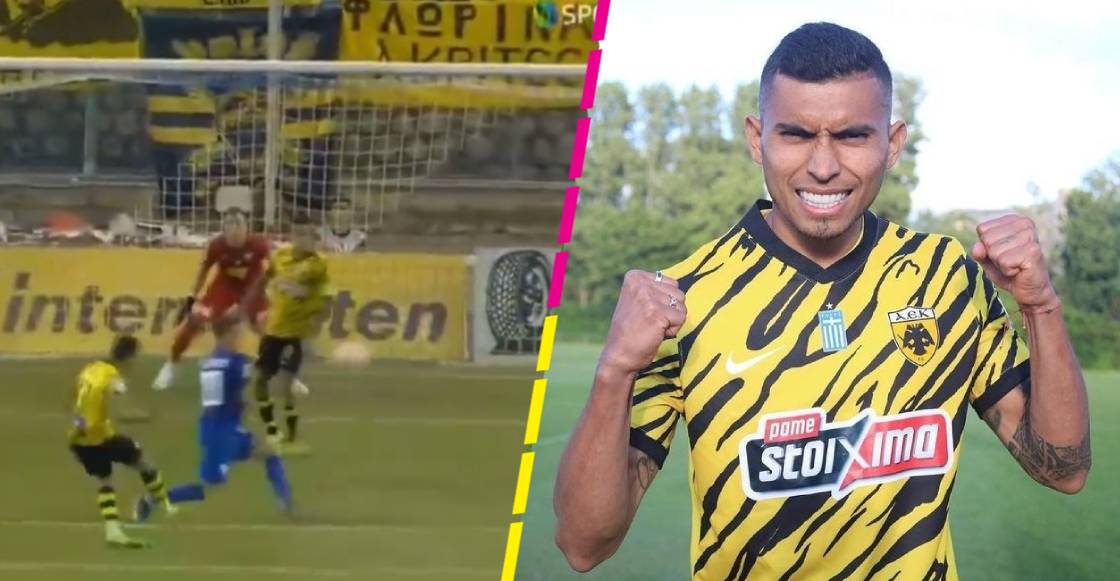 Así fue el primer gol de Orbelín Pineda en la Liga de Grecia con el AEK Atenas