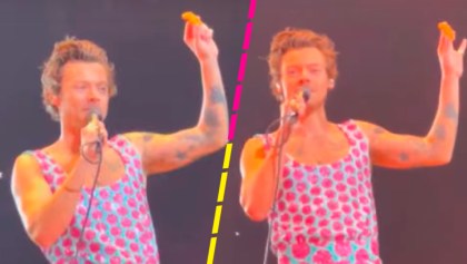 Le aventaron nuggets de pollo a Harry Styles en un show y así reaccionó