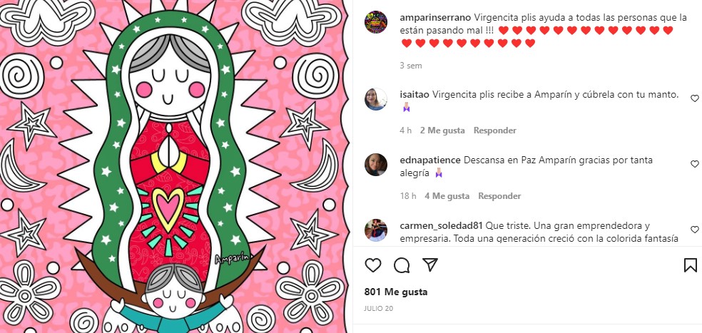 Despiden con mensajes e ilustraciones a ‘Amparín’ Serrano, creadora de la marca Distroller