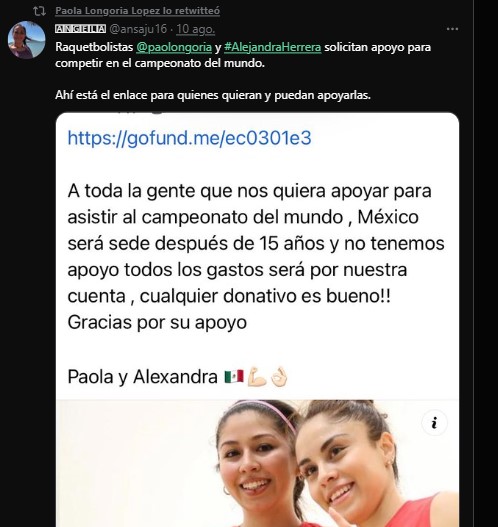 Conade niega apoyo a Paola Longoria para el Mundial de Raquetbol y da sus razones
