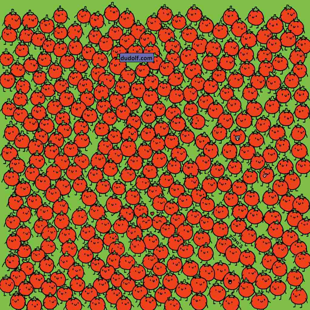 ¿Puedes hallar las tres manzanas entre los jitomates en este reto visual?