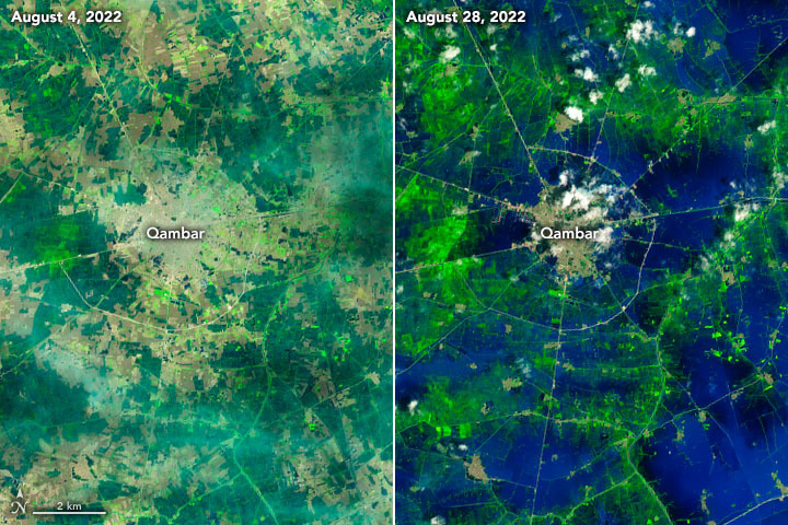 El antes y después de las inundaciones en Pakistán mostrado por la NASA