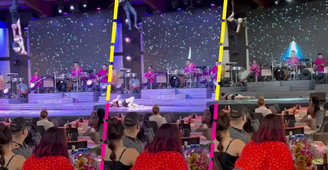 Y en Colima: Bailarina sufre caída durante show de acrobacia... y nadie hace nada