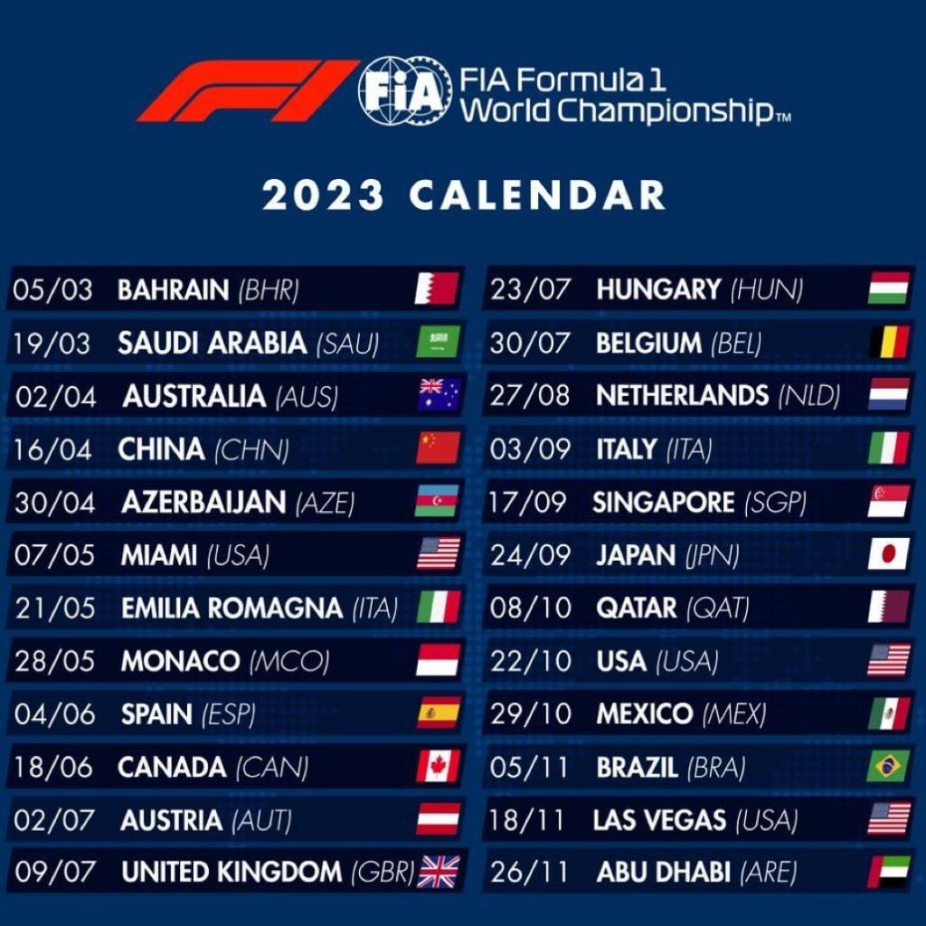 formula 1 travel schedule