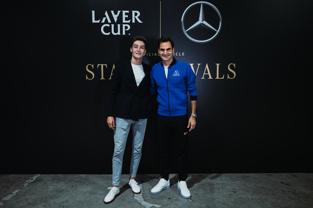 George Russell y Roger Federer