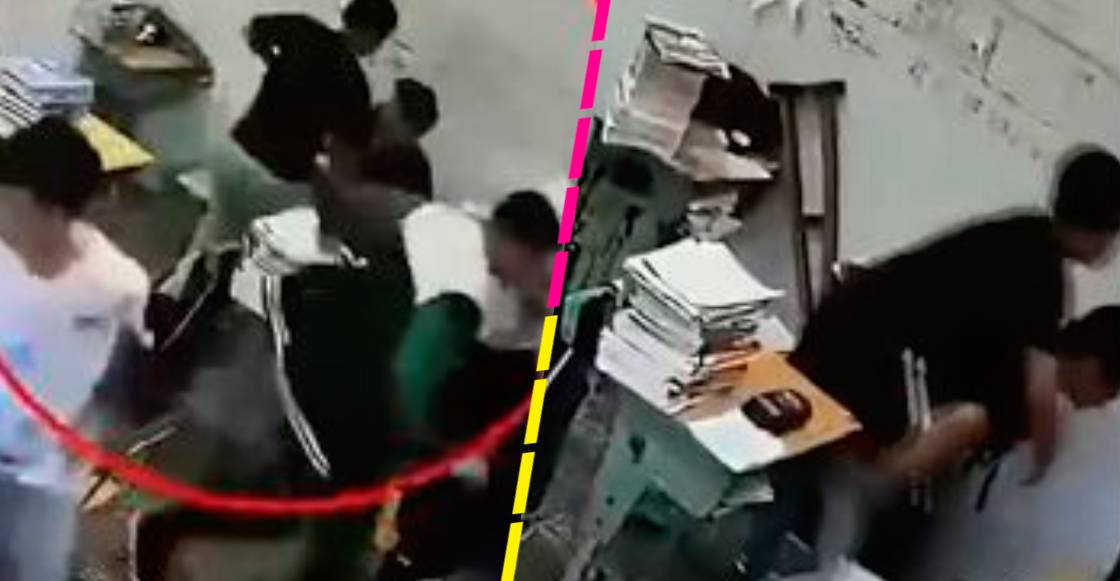 ¡Héroe! Niño ayuda a su compañero de clase a salir durante un temblor