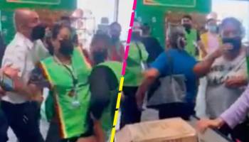 Empleada de un supermercado se pelea con una mujer por una infidelidad y chale