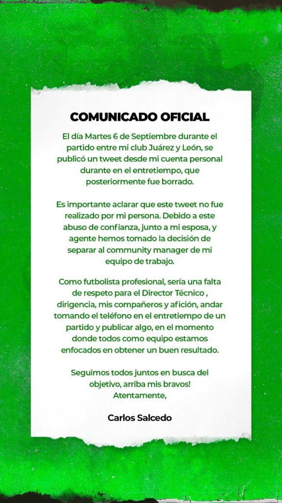La sanción a Carlos Salcedo por tuit contra el arbitraje por el que despidió a su CM
