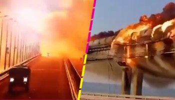 El momento de la explosión que derrumbó el puente entre Rusia y Crimea