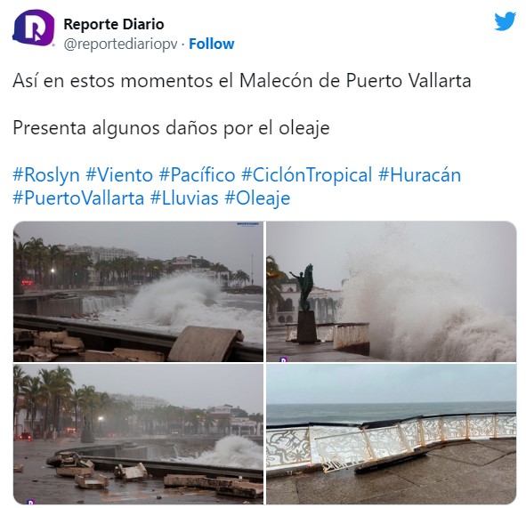 Las fotos y videos de la llegada del huracán ‘Roslyn’ a Nayarit