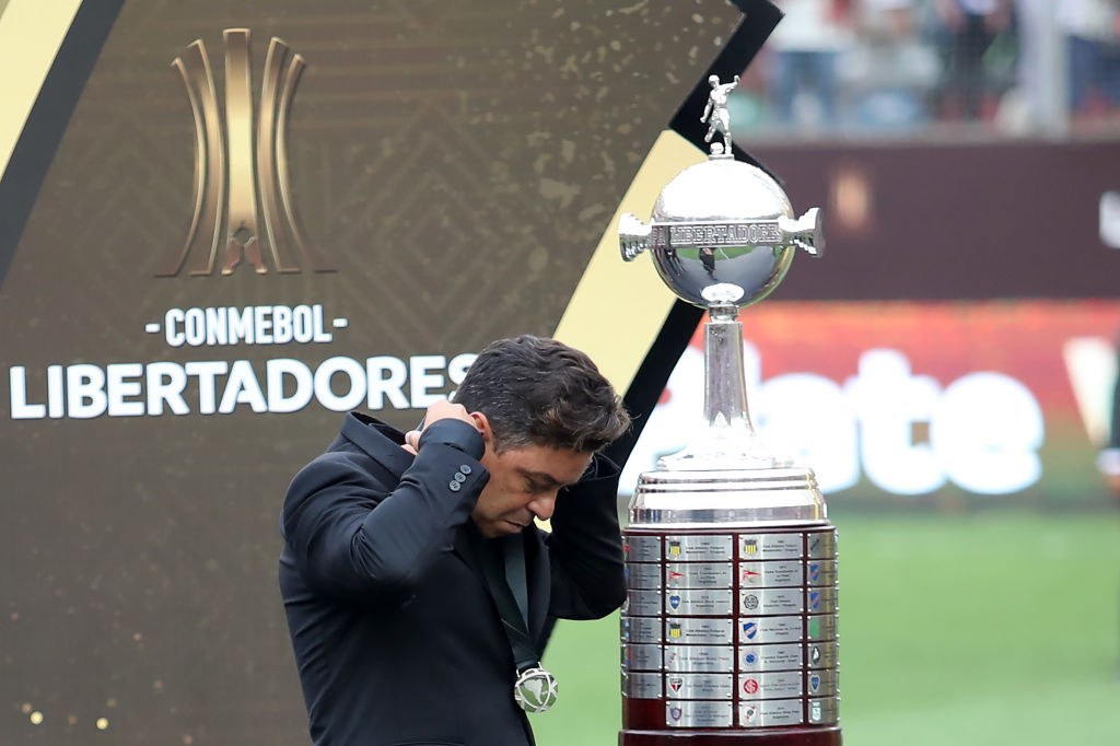 Marcelo Gallardo celebrando una Copa Libertadores para River Plate