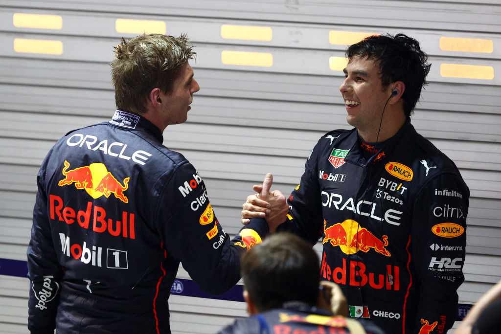 Max Verstappen y Checo Pérez en el GP de Singapur