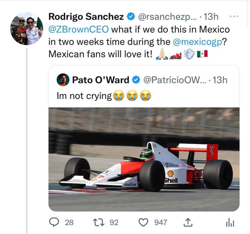 ¡Wooow! Pato O'Ward podría correr con el auto de Ayrton Senna en el Gran Premio de México